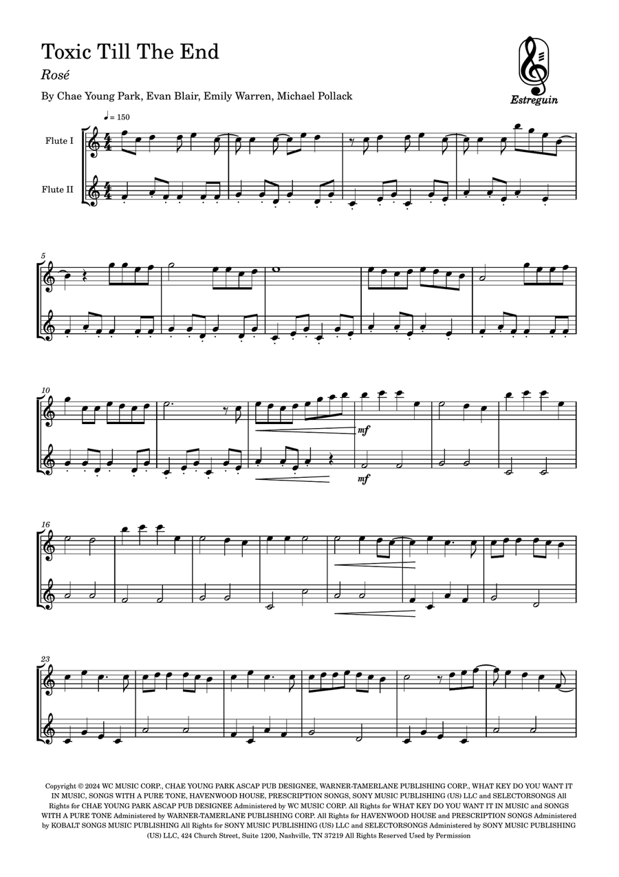 Toxic Till The End Flute Duet scores gallery preview page 1