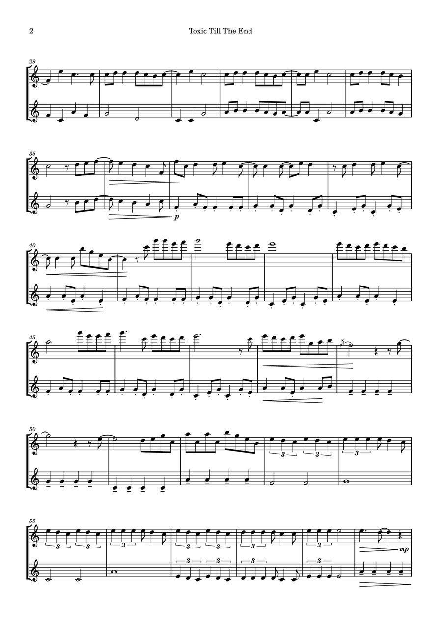Toxic Till The End Flute Duet scores gallery preview page 2