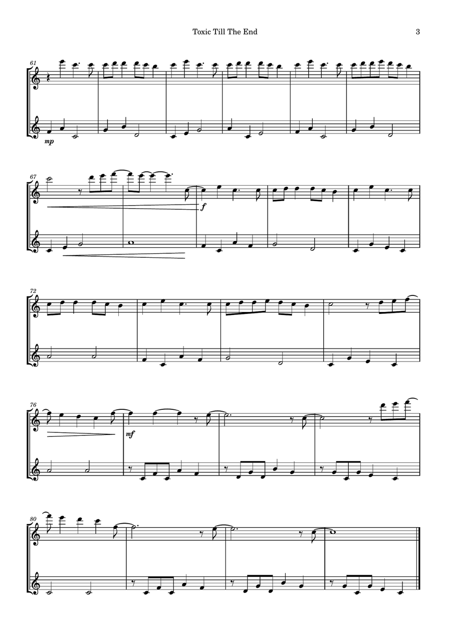 Toxic Till The End Flute Duet scores gallery preview page 3