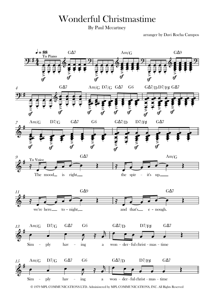 Wonderful Christmastime Wonderful Christmastime Piano scores gallery preview page 1