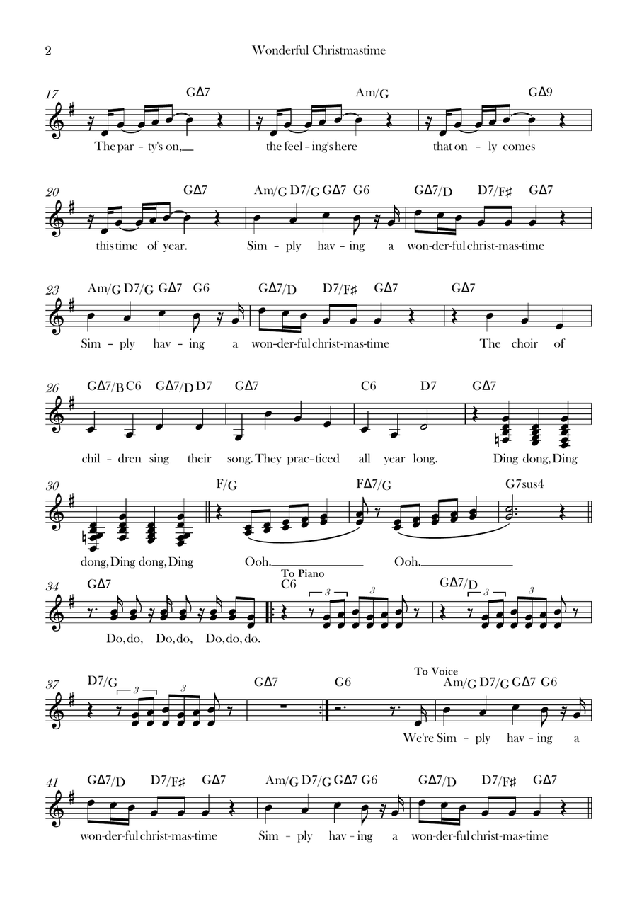 Wonderful Christmastime Wonderful Christmastime Piano scores gallery preview page 2