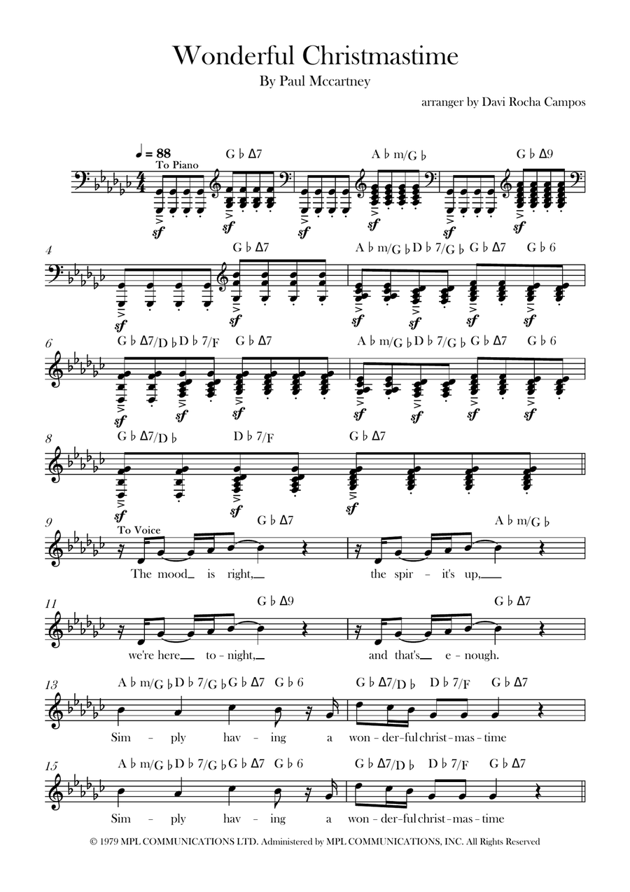 Wonderful Christmastime Wonderful Christmastime Piano scores gallery preview page 1