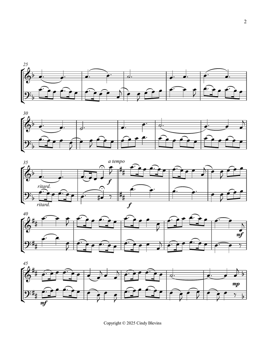 Gesu Bambino, for Violin and Cello String Duet scores gallery preview page 6