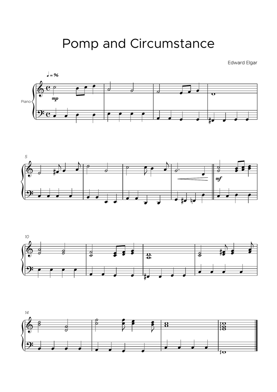 Pomp and Circumstance Pomp and Circumstance Easy Piano scores gallery preview page 1