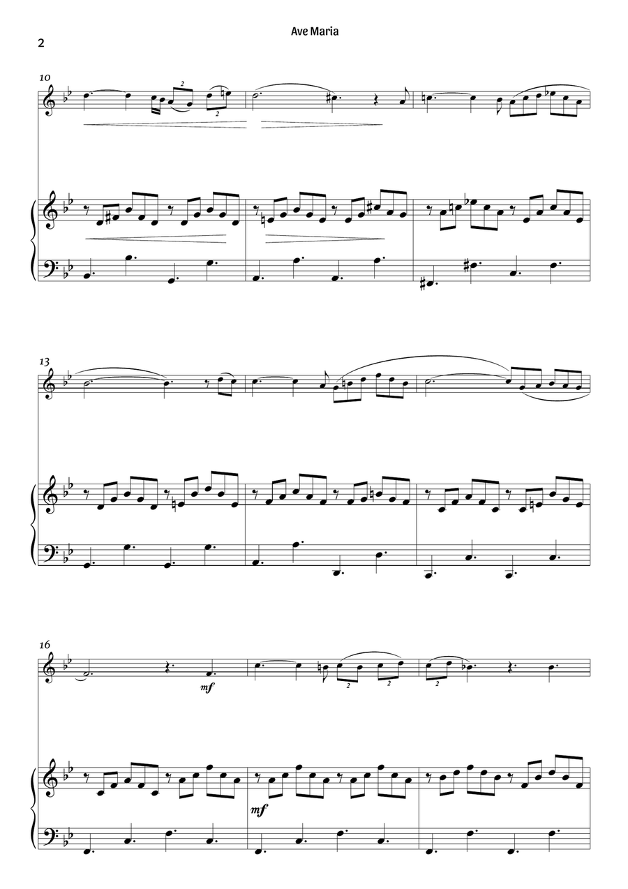 Ave Maria (violin and piano – clean sheet music) Violin Solo scores gallery preview page 2