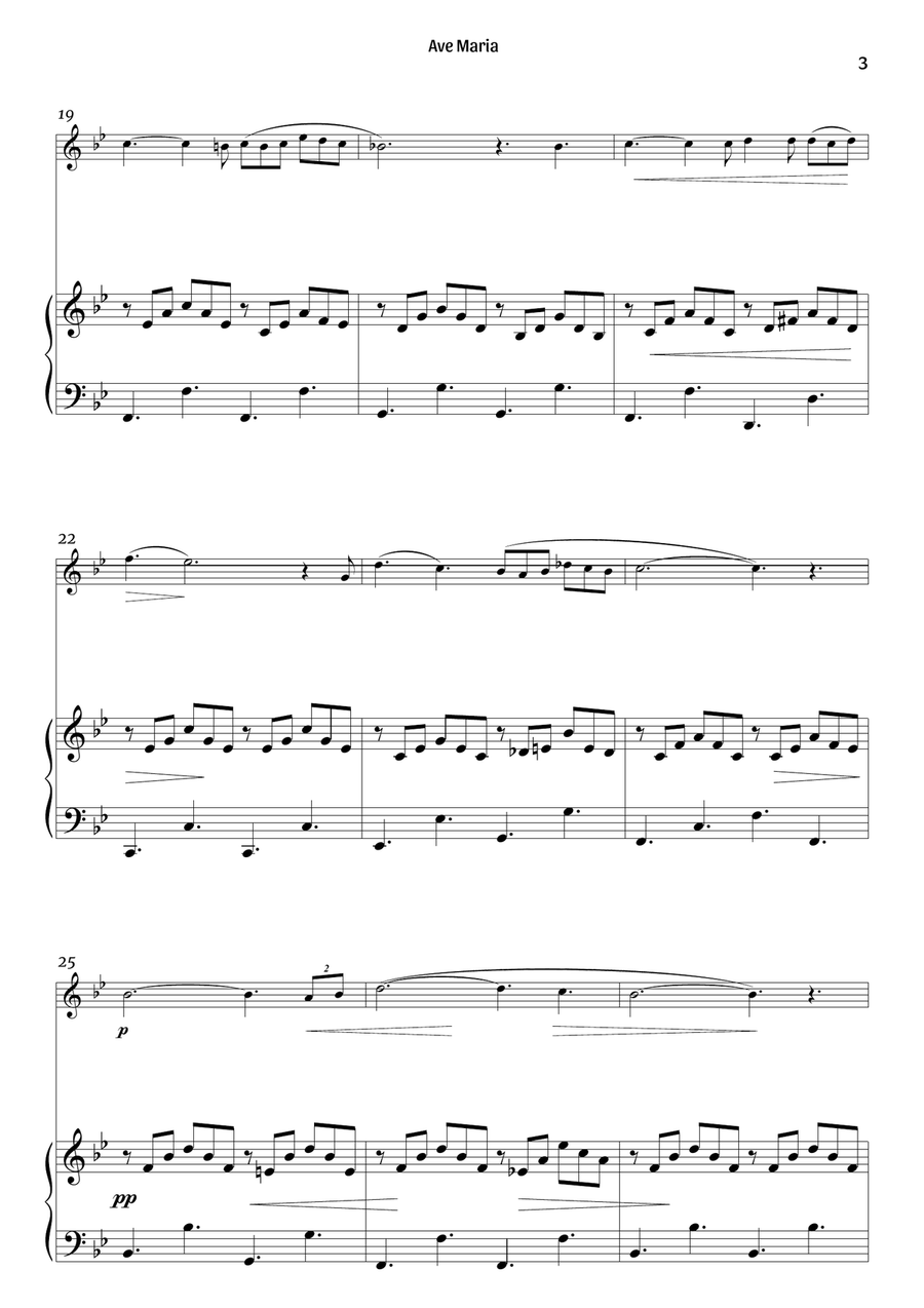 Ave Maria (violin and piano – clean sheet music) Violin Solo scores gallery preview page 3