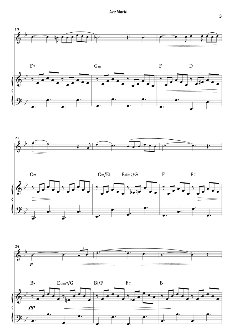 Ave Maria (violin and piano – clean with chords) Violin Solo scores gallery preview page 3