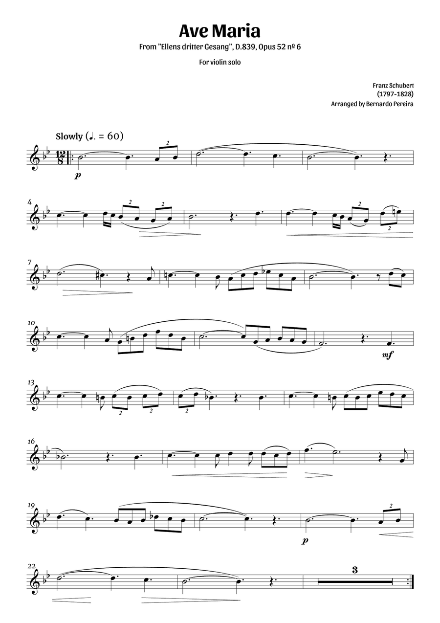Ave Maria (violin solo) Violin Solo scores gallery preview page 1