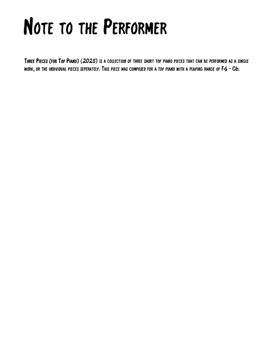 Three Pieces (for Toy Piano) Piano Solo scores gallery preview page 2
