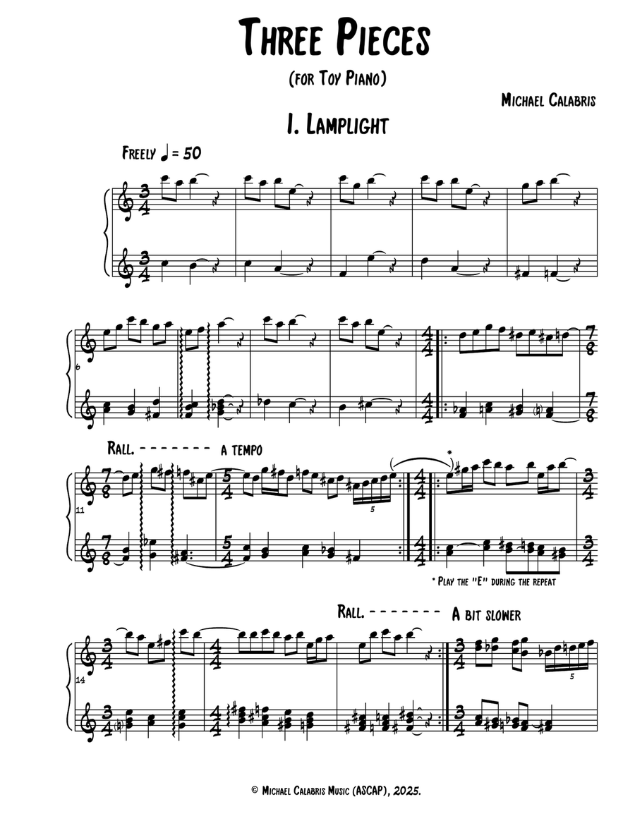 Three Pieces (for Toy Piano) Piano Solo scores gallery preview page 3