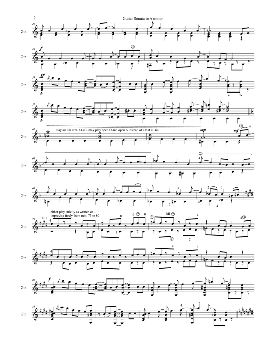 Guitar Sonata in A minor Acoustic Guitar scores gallery preview page 2