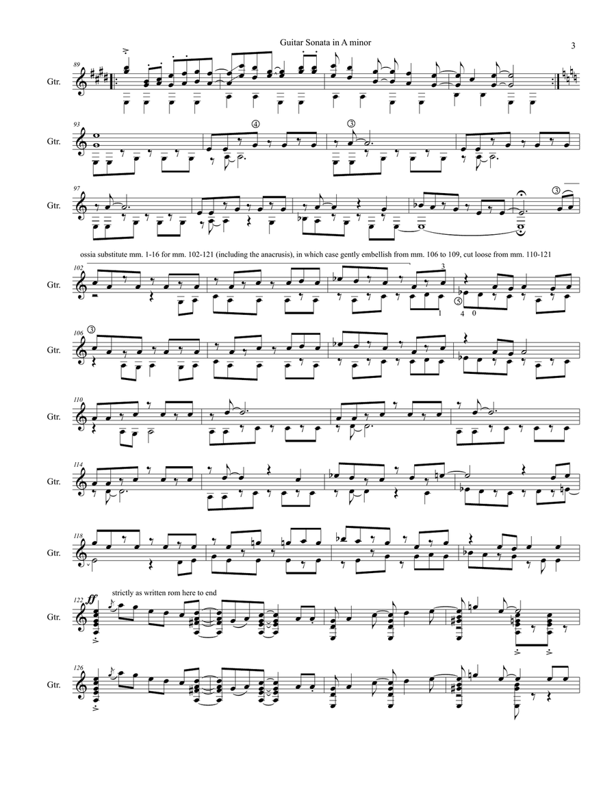 Guitar Sonata in A minor Acoustic Guitar scores gallery preview page 3