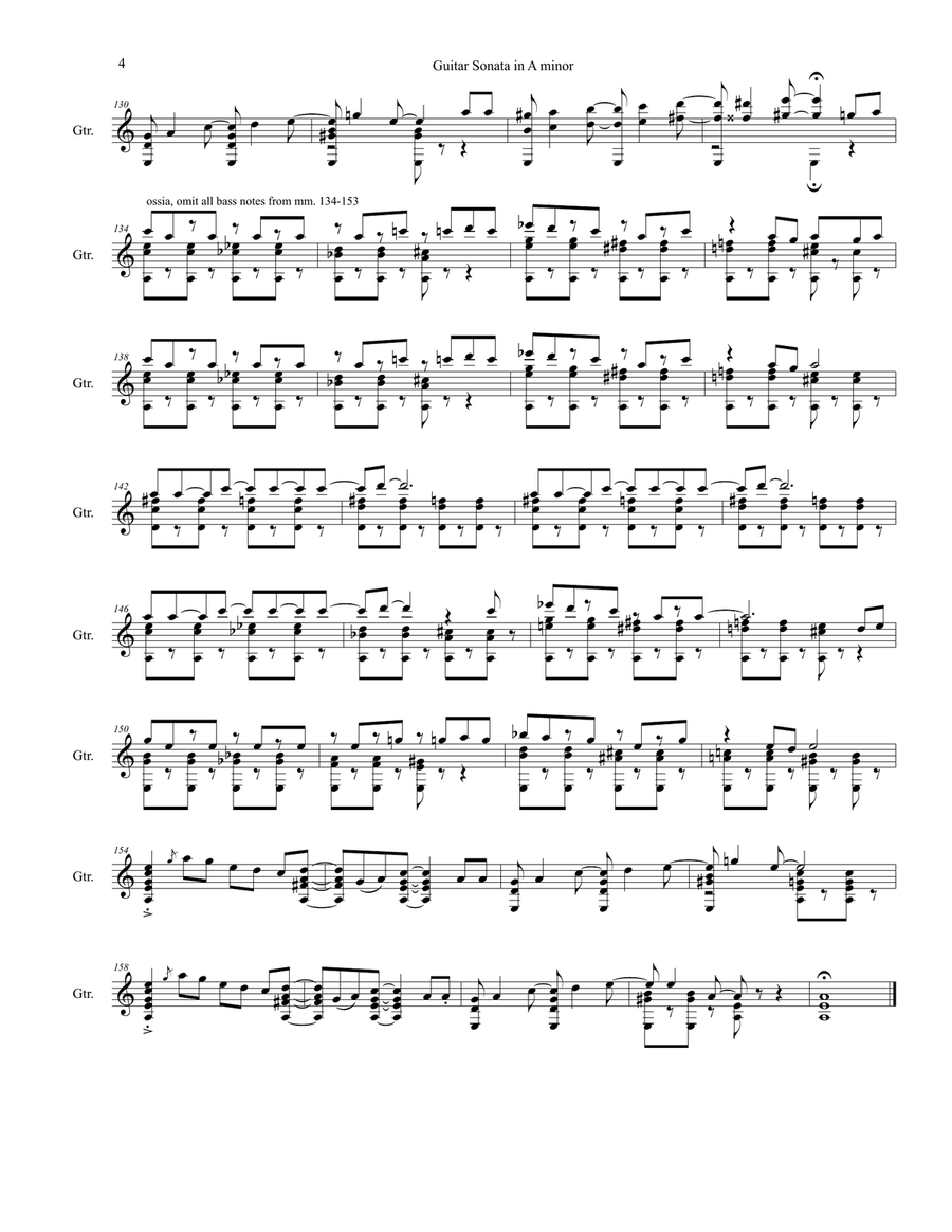 Guitar Sonata in A minor Acoustic Guitar scores gallery preview page 4