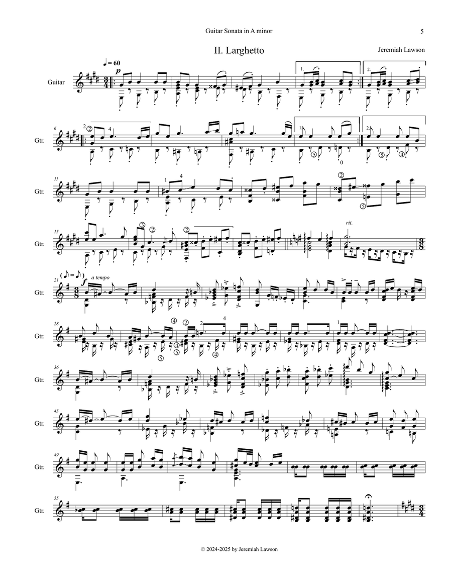 Guitar Sonata in A minor Acoustic Guitar scores gallery preview page 5