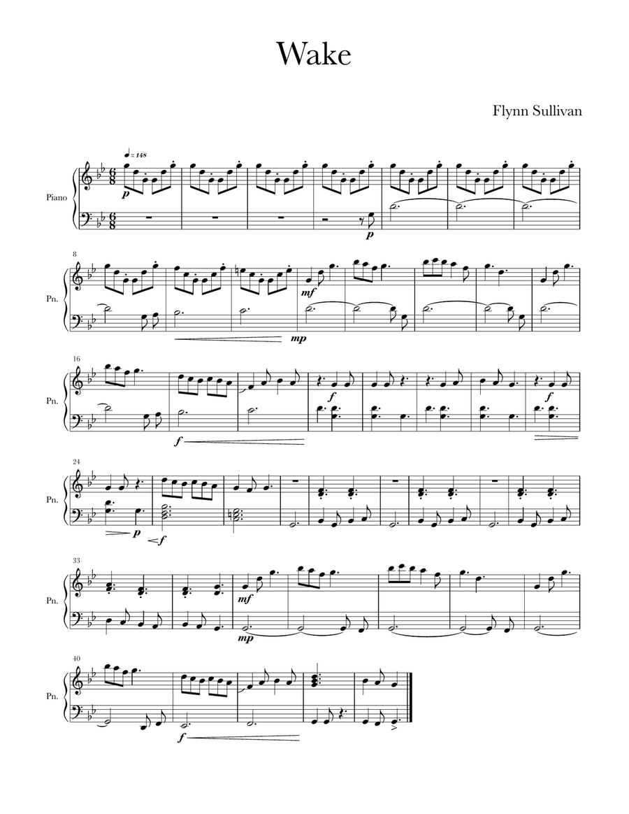 Wake Wake Piano Solo scores gallery preview page 1