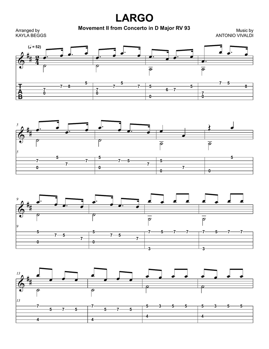 Largo Largo Acoustic Guitar scores gallery preview page 1
