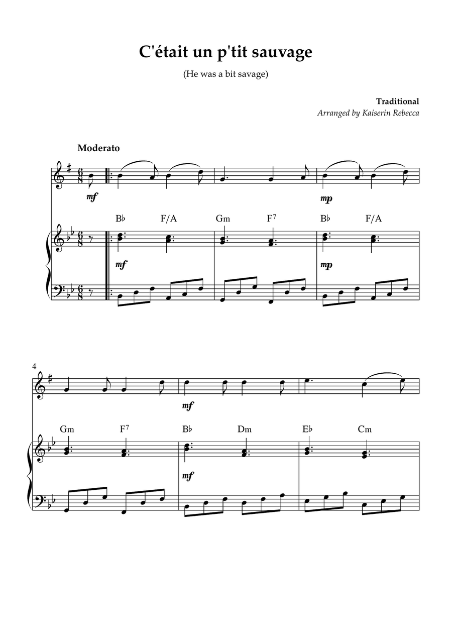 C'était un p'tit sauvage (He was a bit savage) Alto Saxophone scores gallery preview page 1