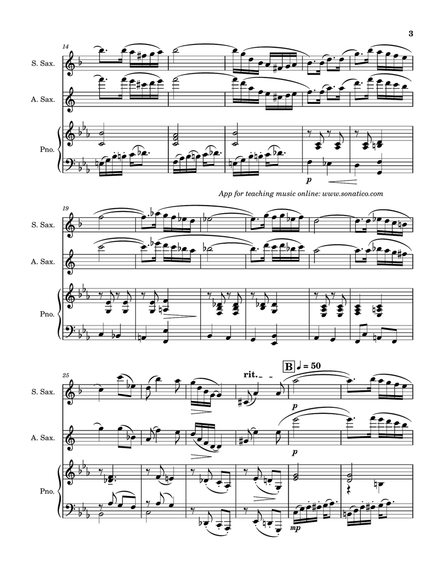 Tango choc (Doudou) Tango choc (Doudou) Soprano Saxophone scores gallery preview page 3