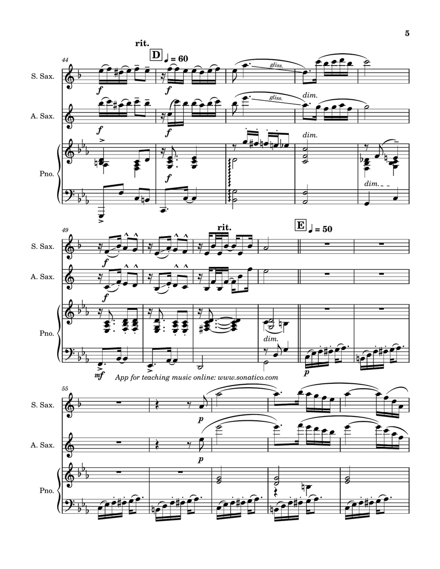 Tango choc (Doudou) Tango choc (Doudou) Soprano Saxophone scores gallery preview page 5