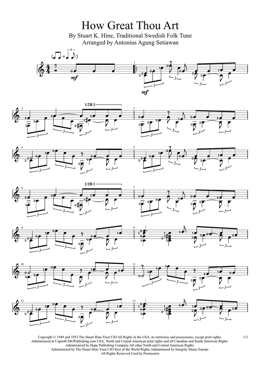 How Great Thou Art How Great Thou Art Guitar Solo scores gallery preview page 1