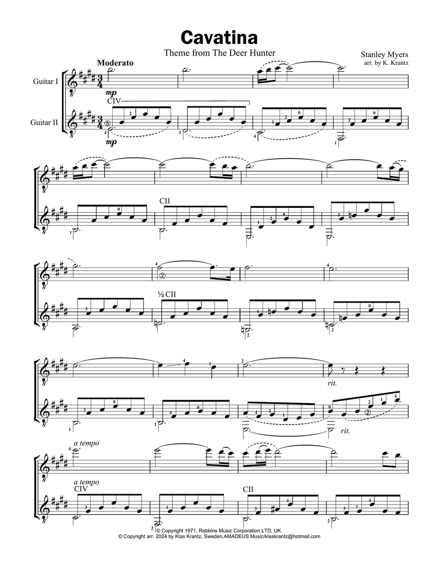 Cavatina Cavatina Acoustic Guitar scores gallery preview page 1