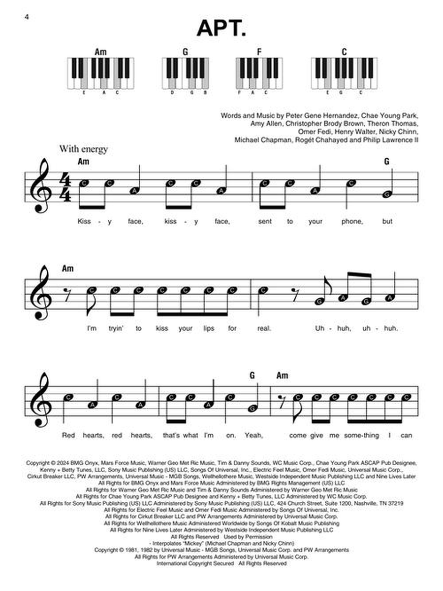 Bruno Mars – Super Easy Songbook Easy Piano scores gallery preview page 4