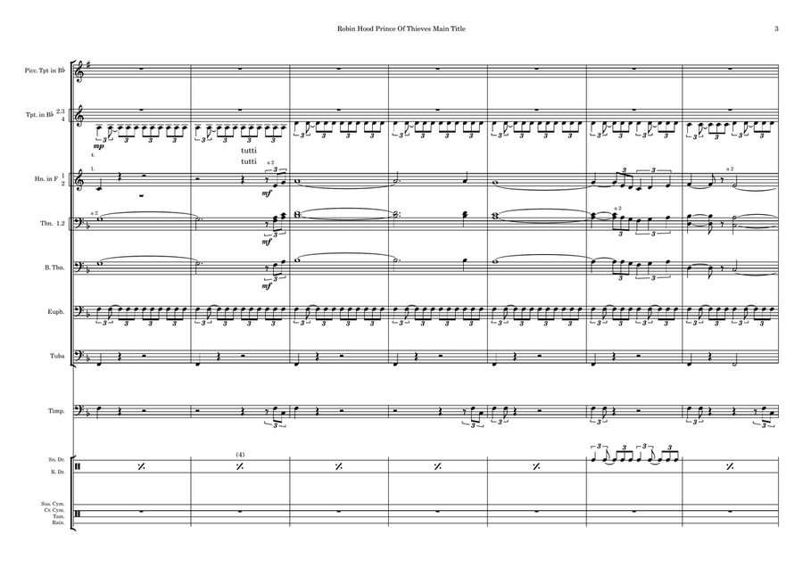 Robin Hood Prince Of Thieves Main Title Baritone Horn TC scores gallery preview page 3