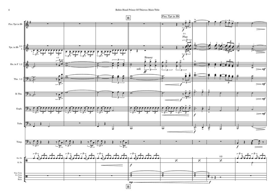 Robin Hood Prince Of Thieves Main Title Baritone Horn TC scores gallery preview page 4