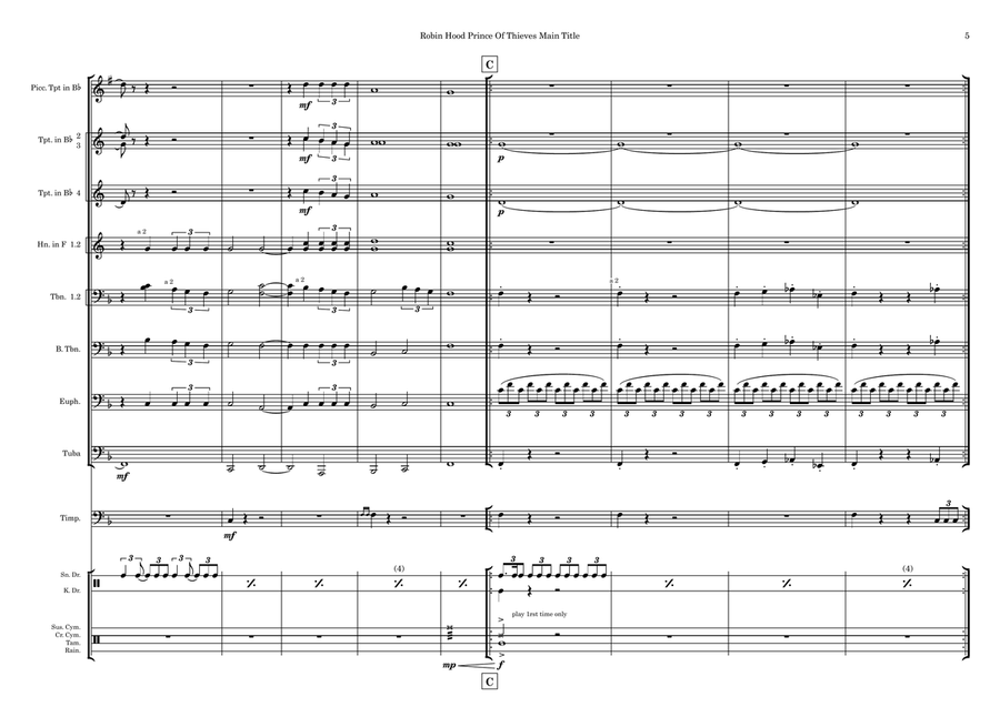 Robin Hood Prince Of Thieves Main Title Baritone Horn TC scores gallery preview page 5