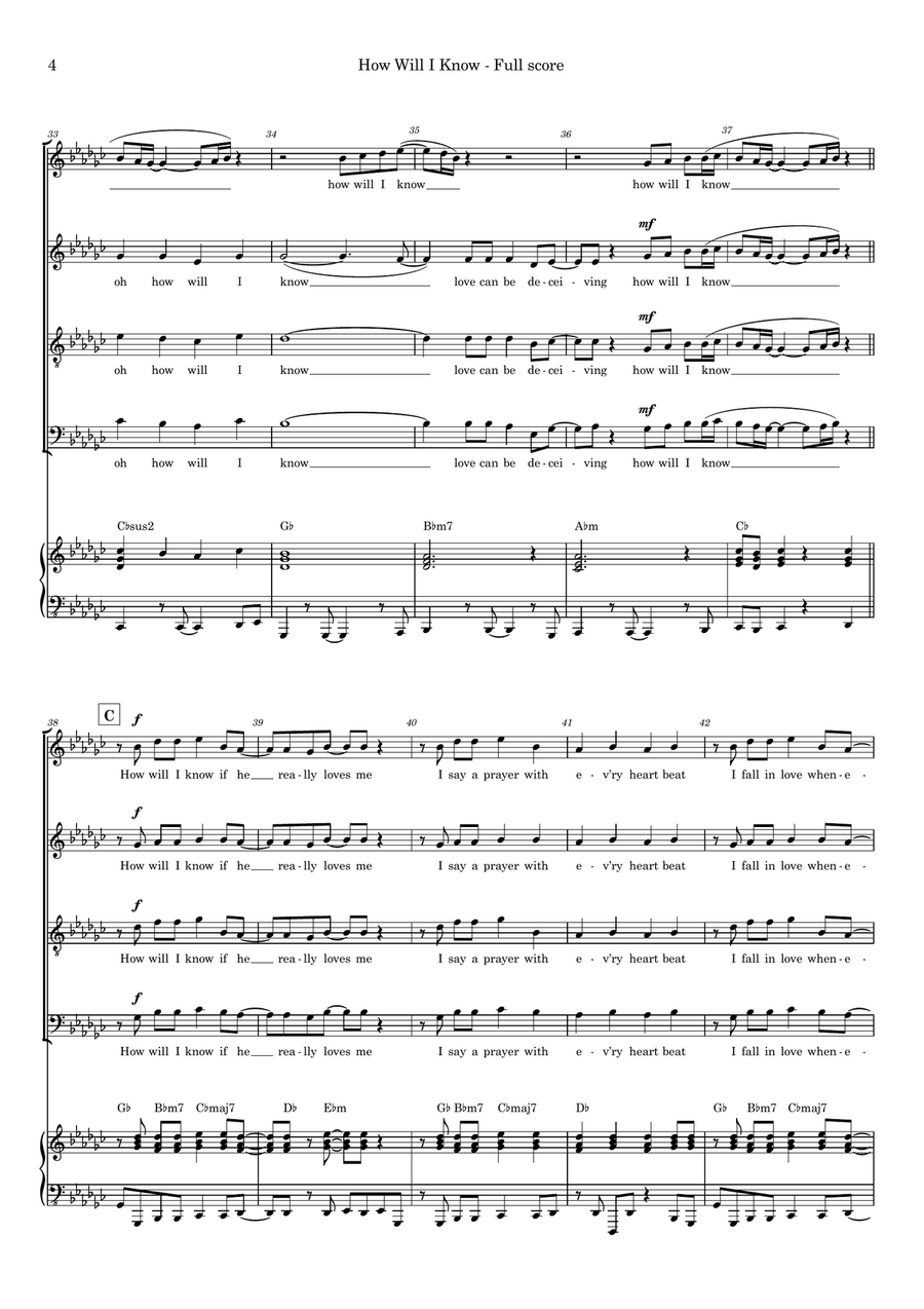 How Will I Know How Will I Know 4-Part scores gallery preview page 4