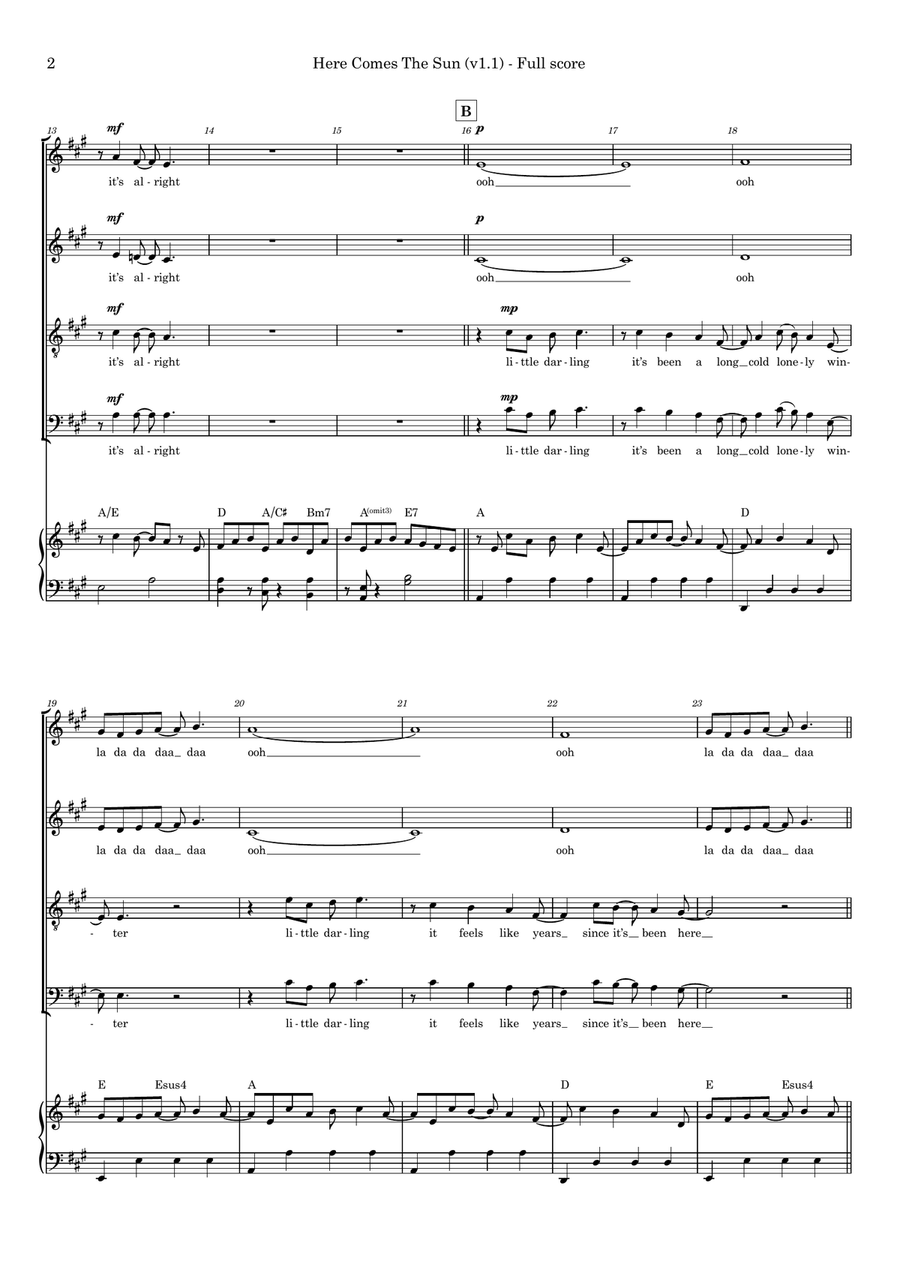Here Comes The Sun Here Comes The Sun 4-Part scores gallery preview page 2