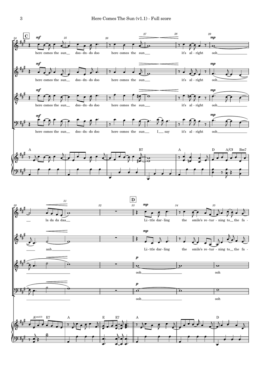 Here Comes The Sun Here Comes The Sun 4-Part scores gallery preview page 3