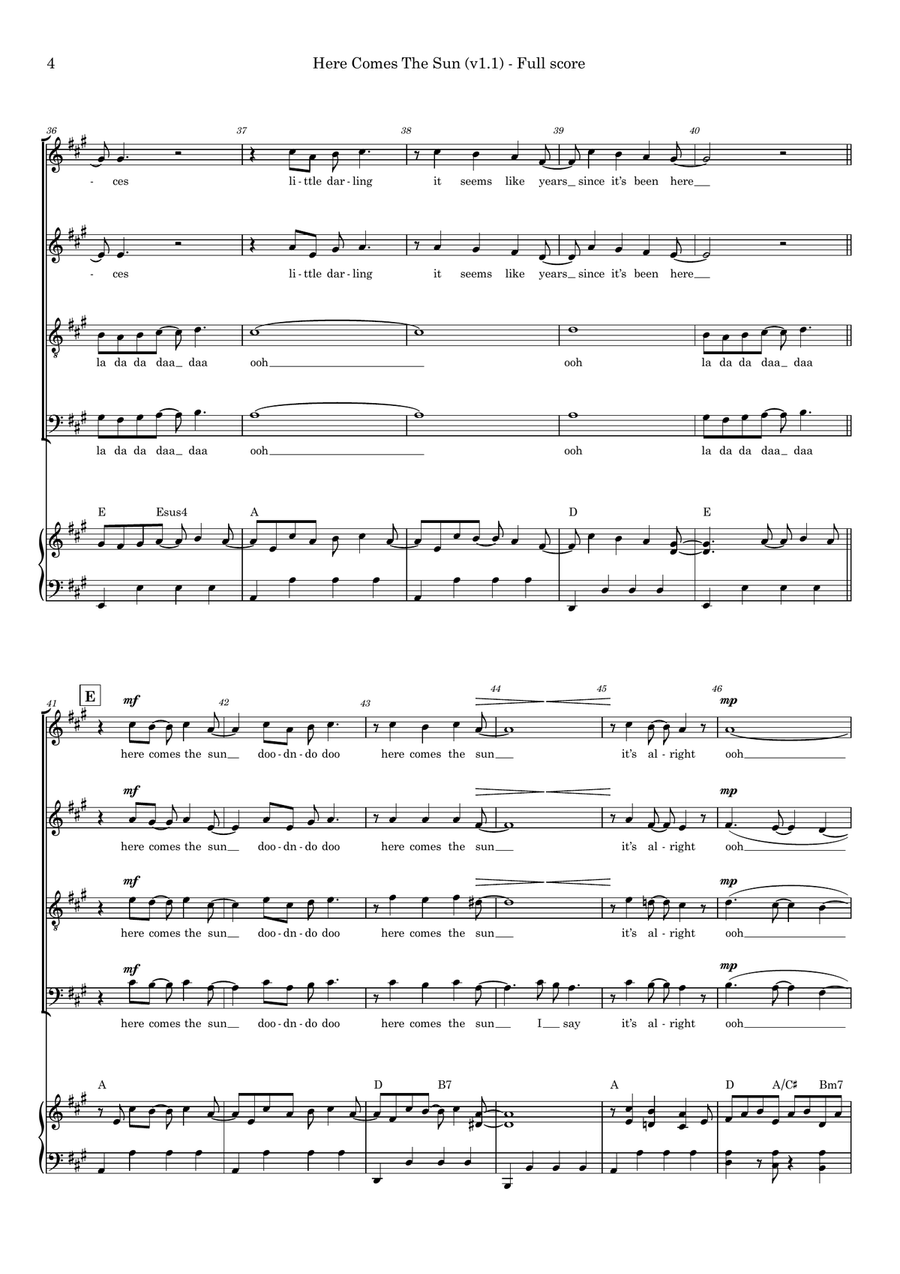 Here Comes The Sun Here Comes The Sun 4-Part scores gallery preview page 4