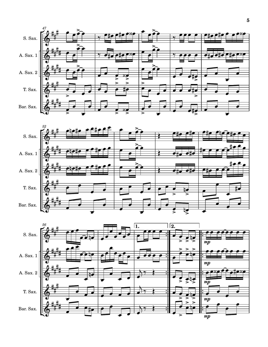 Honeymoon Rag Honeymoon Rag Saxophone Quintet scores gallery preview page 5