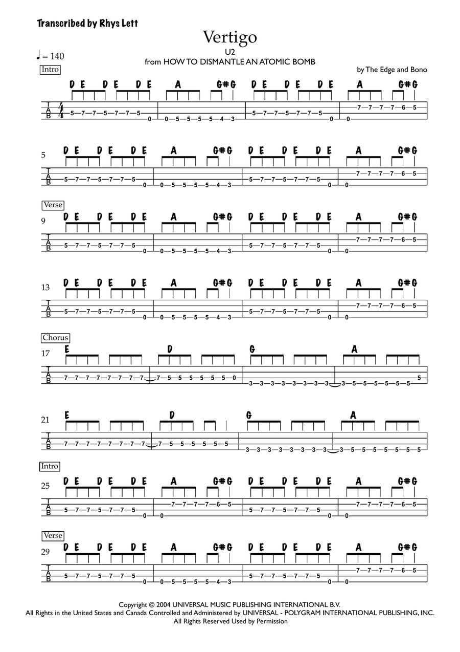Vertigo Vertigo Acoustic Guitar scores gallery preview page 1