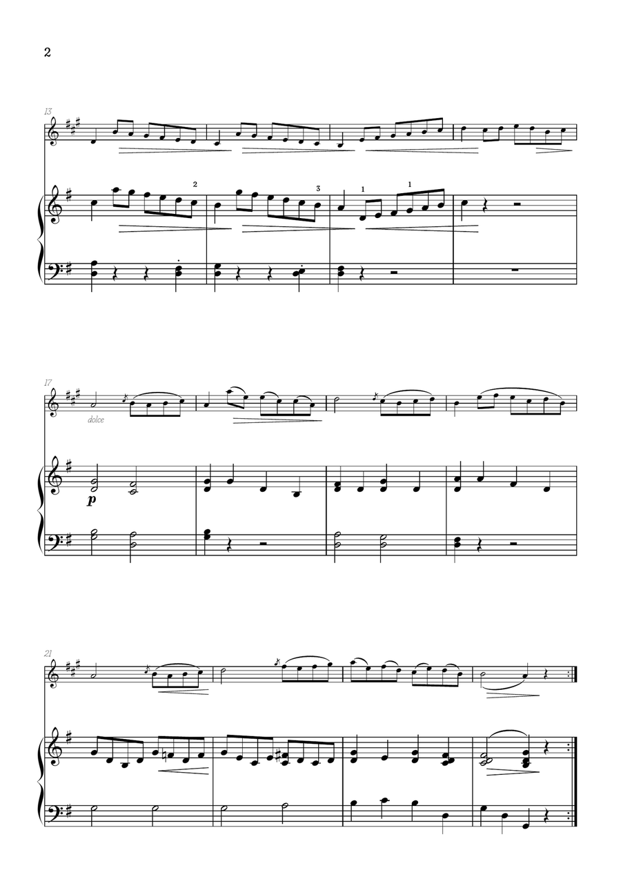 Beethoven: Sonatina in G, Anh. 5 No. 1 | trumpet sheet music w/ piano accompaniment B-Flat Trumpet scores gallery preview page 2