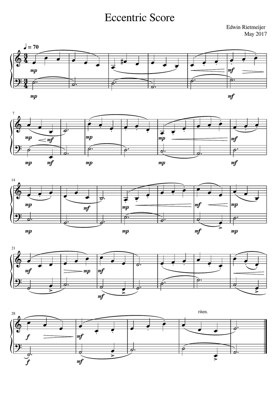 Eccentric Score Eccentric Score Easy Piano scores gallery preview page 1