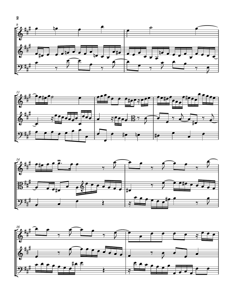 Prelude in A from Book 1 of the Well-tempered Clavier String Trio scores gallery preview page 2