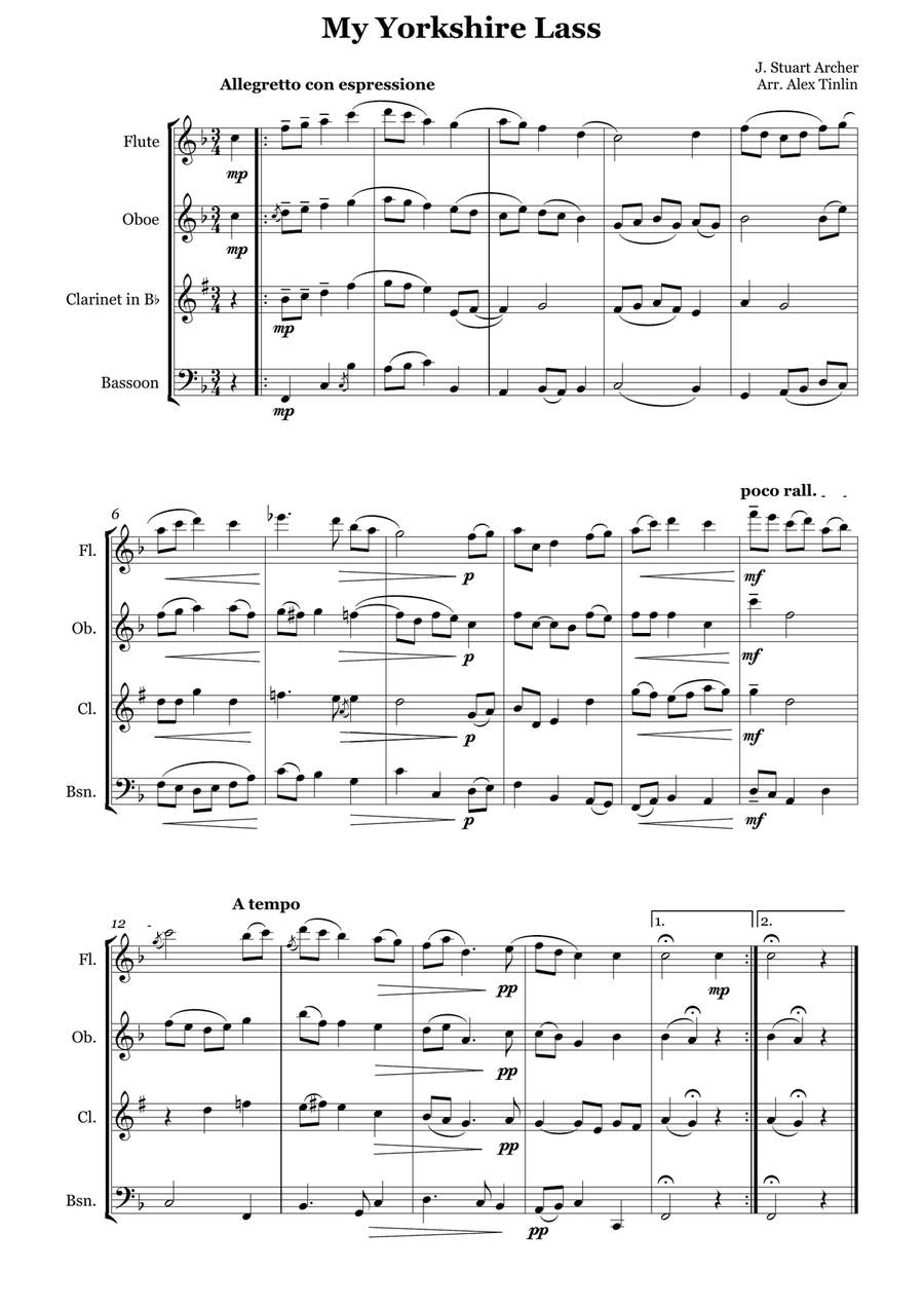 My Yorkshire Lass My Yorkshire Lass Woodwind Quartet scores gallery preview page 2