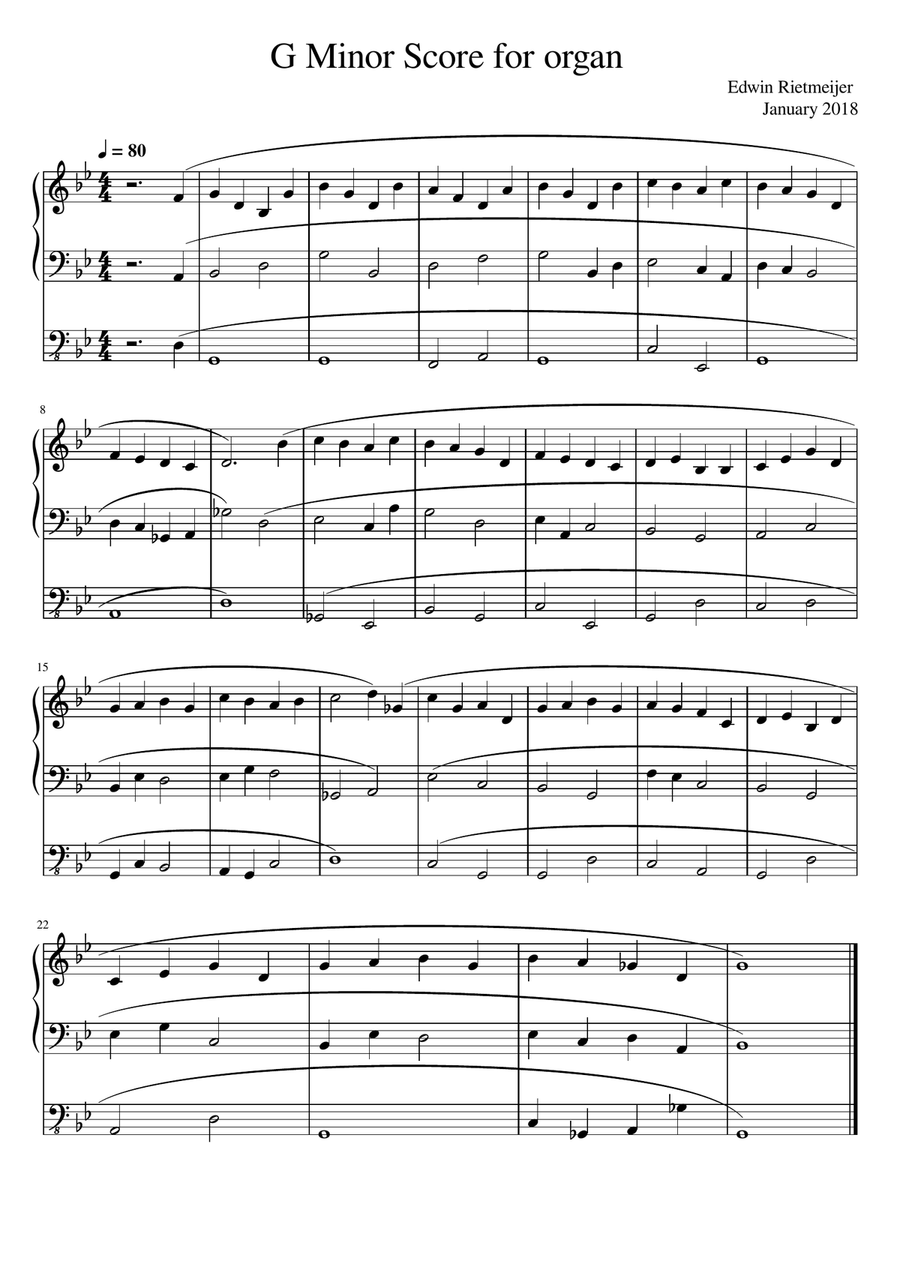 G Minor Score for organ G Minor Score for organ Organ Solo scores gallery preview page 1
