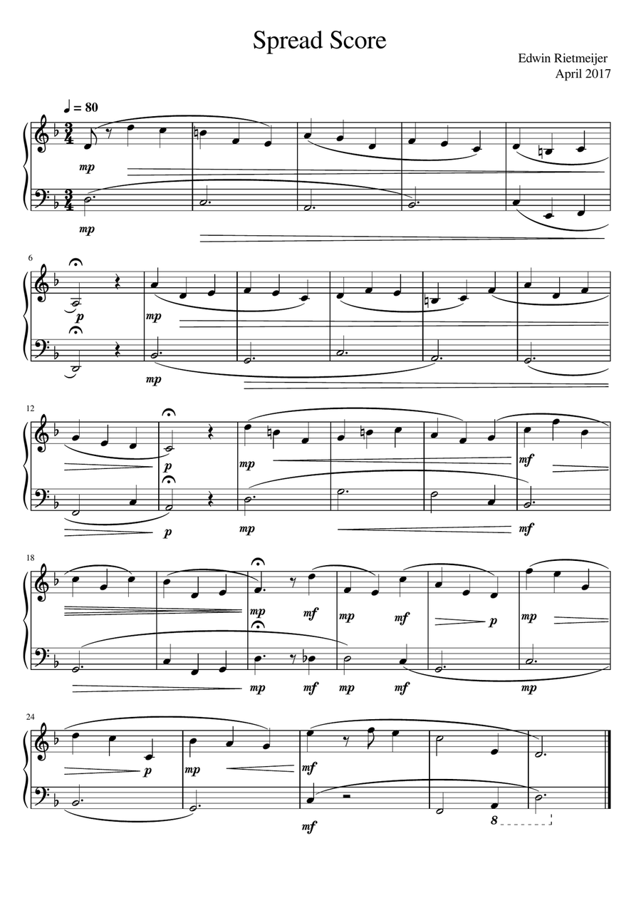 Spread Score Spread Score Easy Piano scores gallery preview page 1
