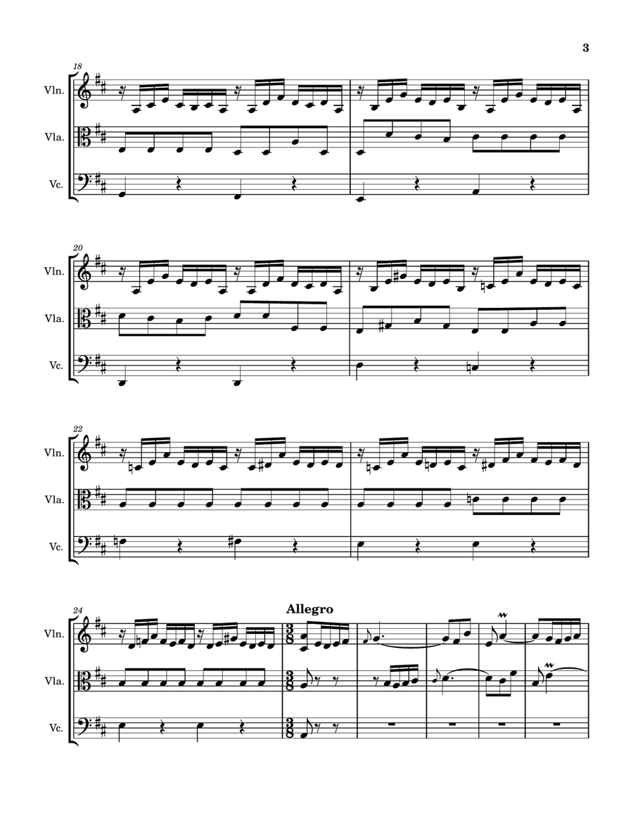Prelude in C# major (transposed to D) String Trio scores gallery preview page 3