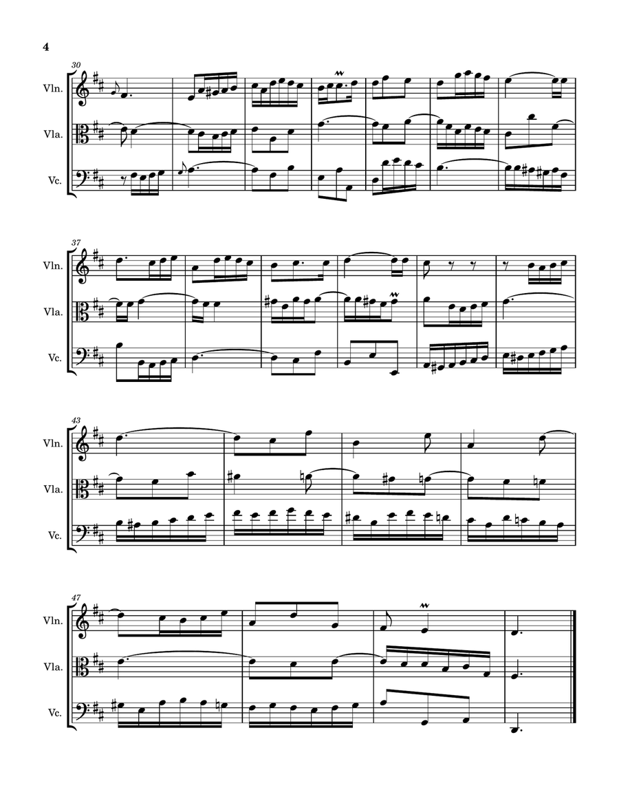Prelude in C# major (transposed to D) String Trio scores gallery preview page 4
