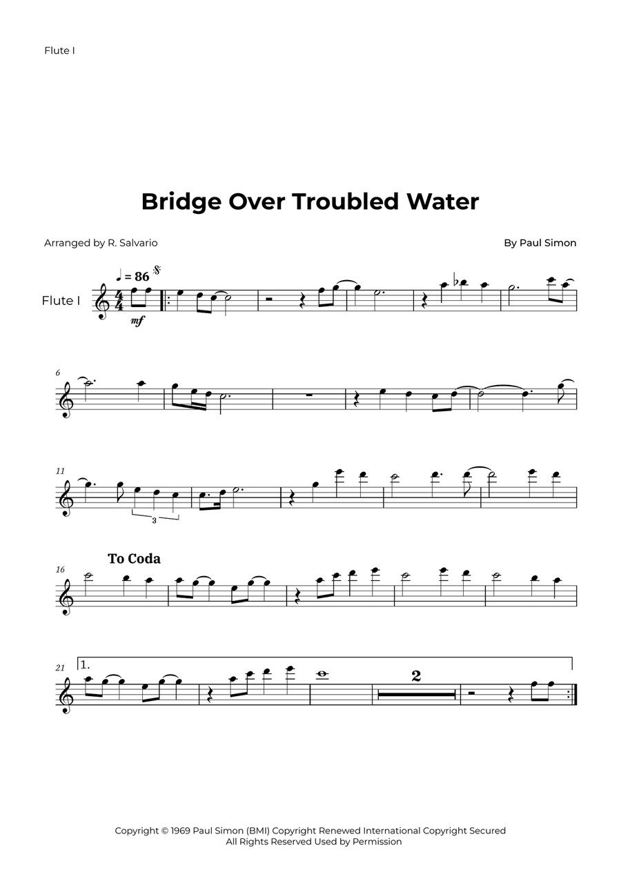 Bridge Over Troubled Water Woodwind Duet scores gallery preview page 4