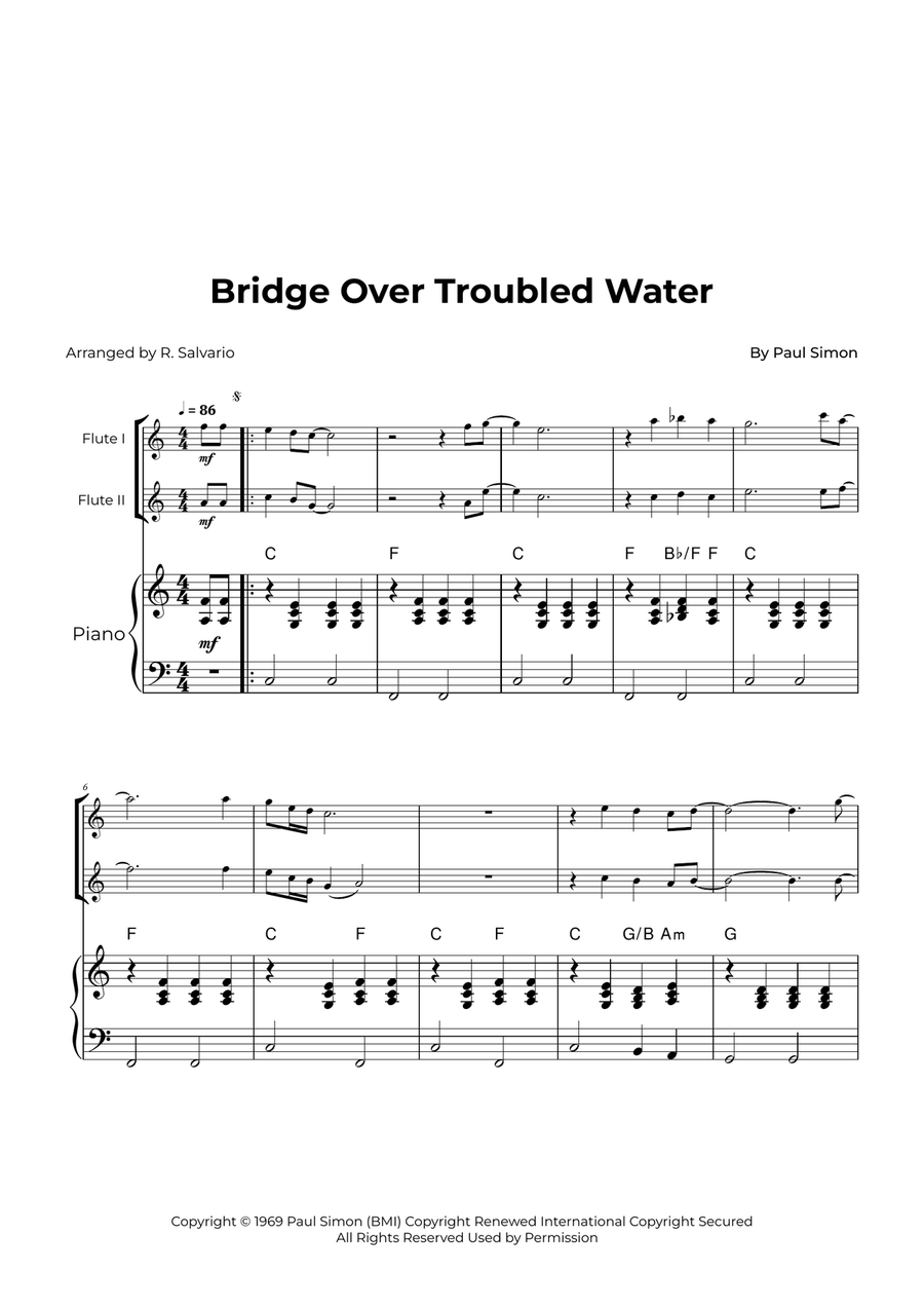 Bridge Over Troubled Water Woodwind Duet scores gallery preview page 1