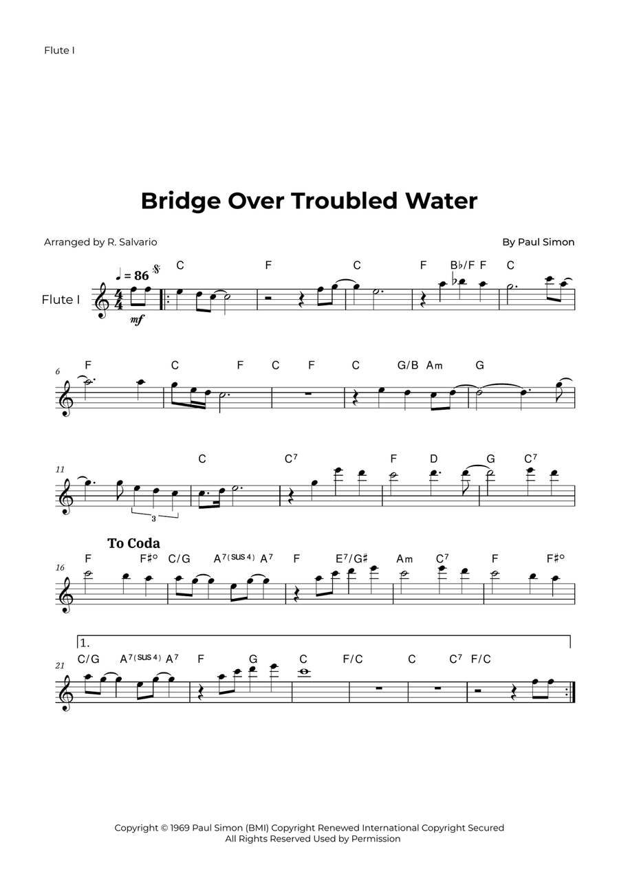 Bridge Over Troubled Water Woodwind Duet scores gallery preview page 4