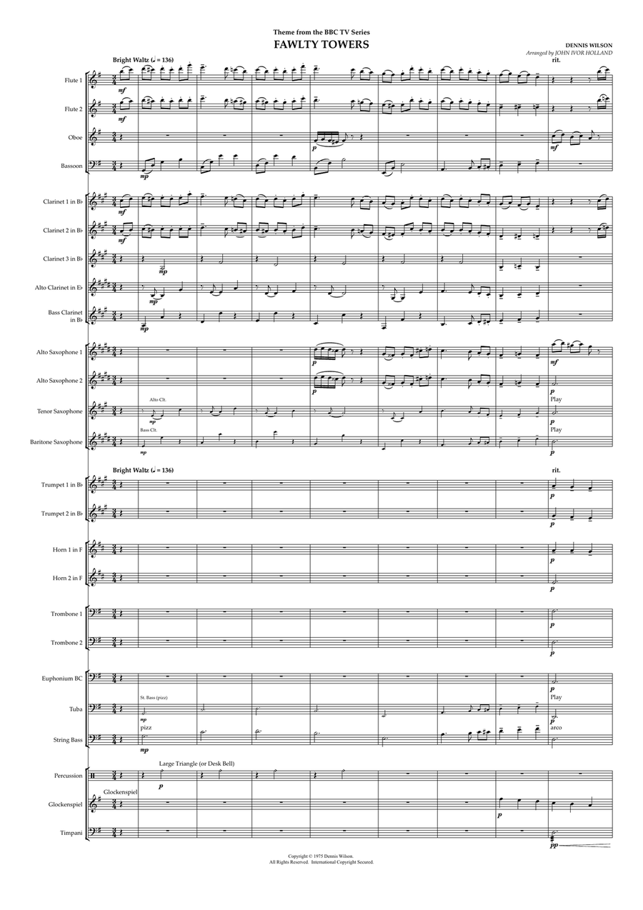 Fawlty Towers Concert Band scores gallery preview page 1