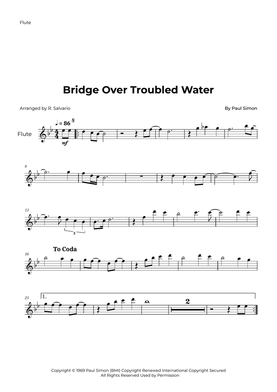 Bridge Over Troubled Water Woodwind Duet scores gallery preview page 4