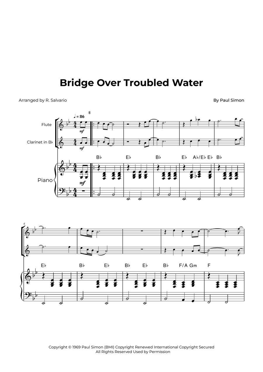 Bridge Over Troubled Water Woodwind Duet scores gallery preview page 1