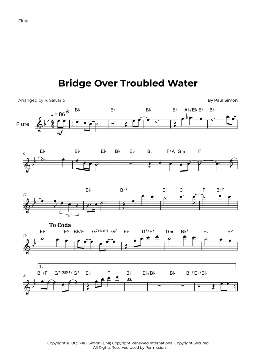 Bridge Over Troubled Water Woodwind Duet scores gallery preview page 4